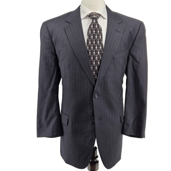 Jos A Bank 44R Blue Stripe Wool Blazer 2 Button Classic Fit Sport Coat Mens NWT